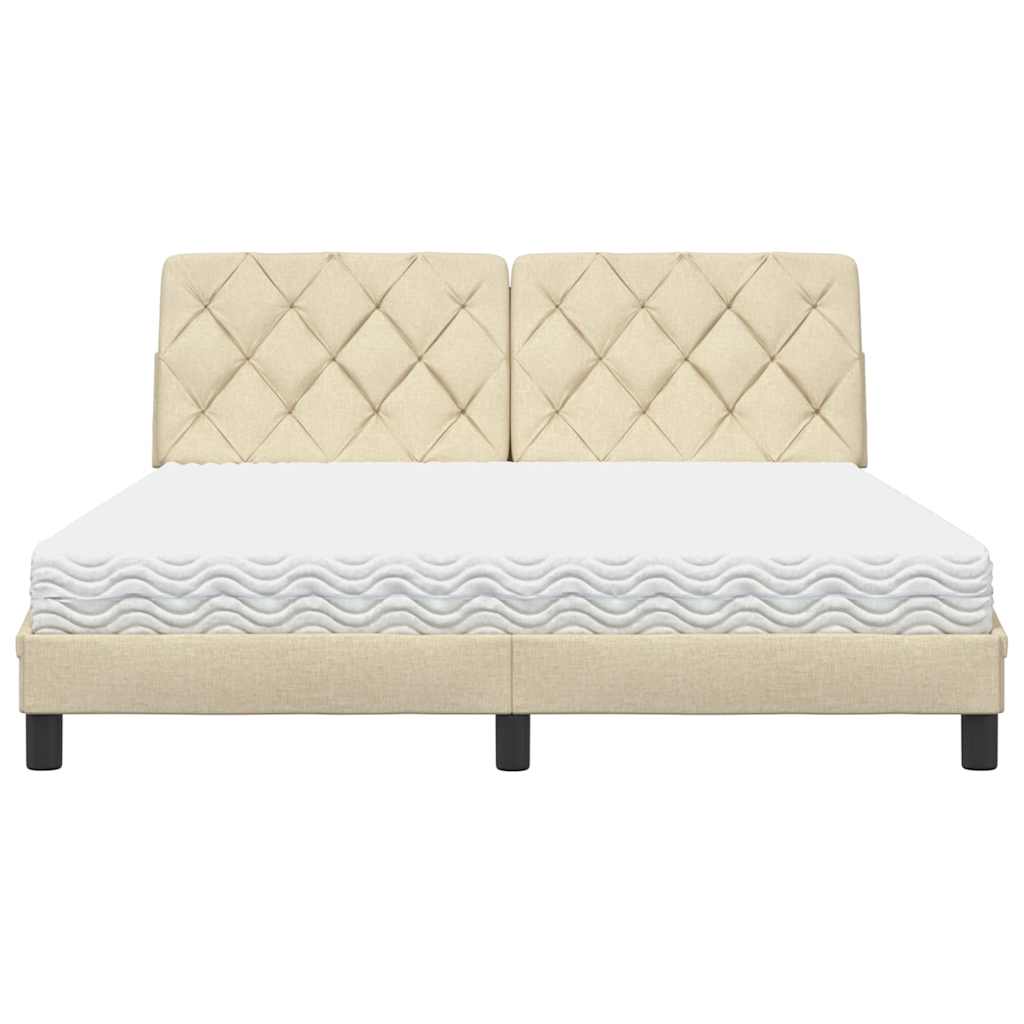 vidaXL Letto con Materasso Crema 160x200 cm in Tessuto
