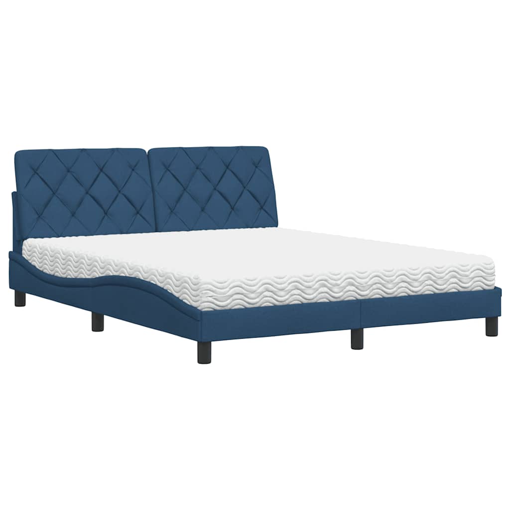 vidaXL Letto con Materasso Blu 160x200 cm in Tessuto