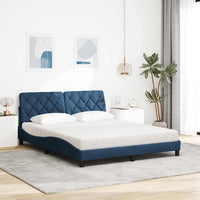 vidaXL Letto con Materasso Blu 160x200 cm in Tessuto