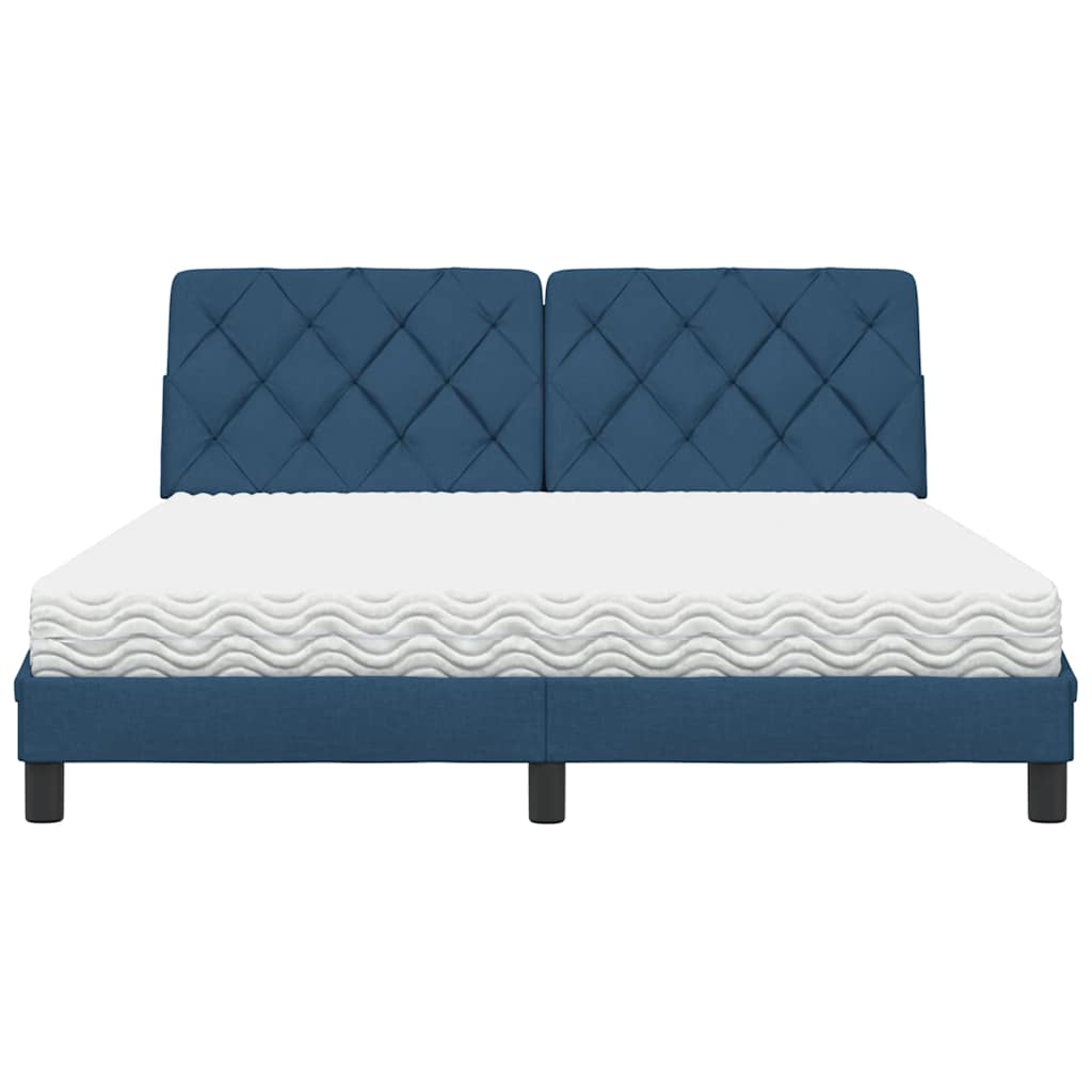 vidaXL Letto con Materasso Blu 160x200 cm in Tessuto
