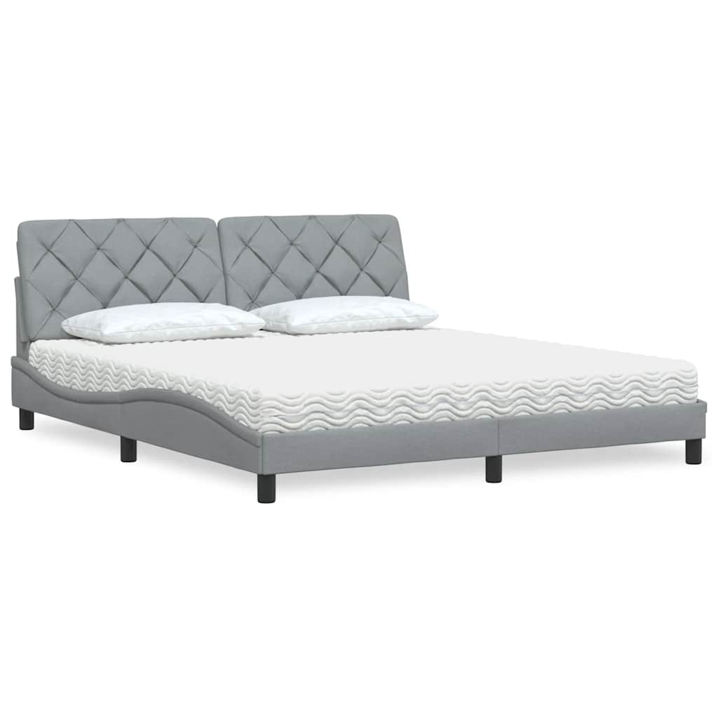 vidaXL Letto con Materasso Grigio Chiaro180x200 cm Tessuto