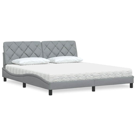 vidaXL Letto con Materasso Grigio Chiaro180x200 cm Tessuto