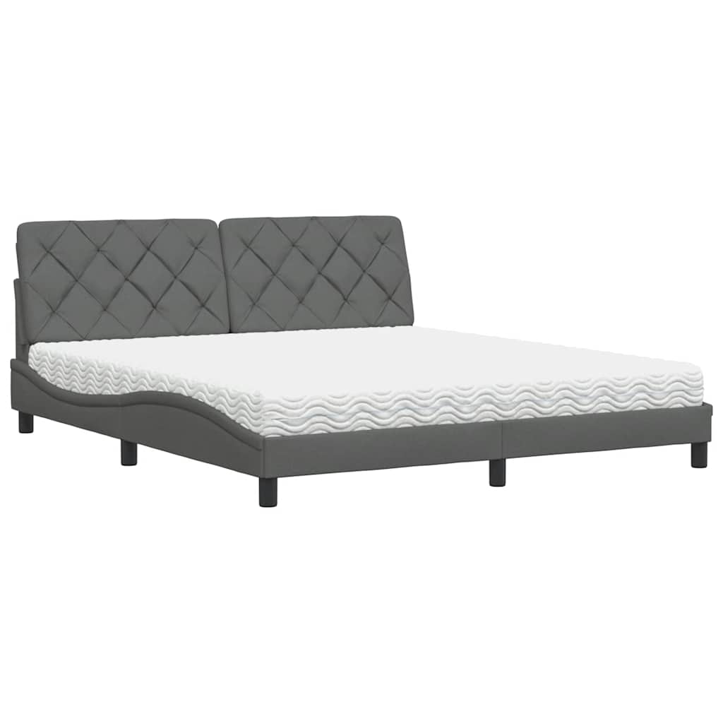 vidaXL Letto con Materasso Grigio Scuro 180x200 cm Tessuto