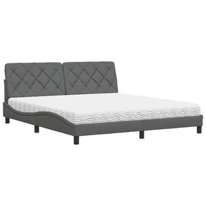 vidaXL Letto con Materasso Grigio Scuro 180x200 cm Tessuto