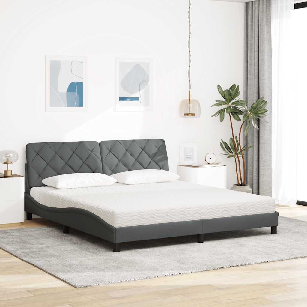 vidaXL Letto con Materasso Grigio Scuro 180x200 cm Tessuto