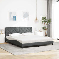 vidaXL Letto con Materasso Grigio Scuro 180x200 cm Tessuto