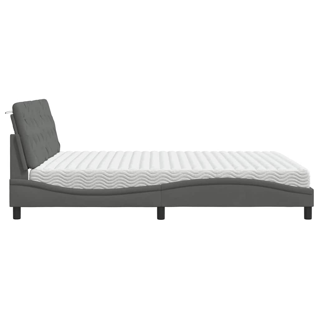 vidaXL Letto con Materasso Grigio Scuro 180x200 cm Tessuto