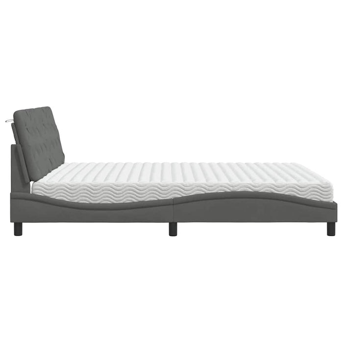 vidaXL Letto con Materasso Grigio Scuro 180x200 cm Tessuto