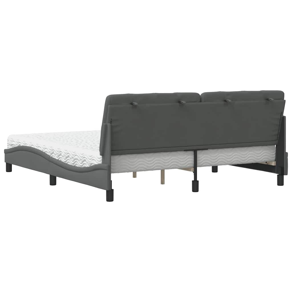vidaXL Letto con Materasso Grigio Scuro 180x200 cm Tessuto