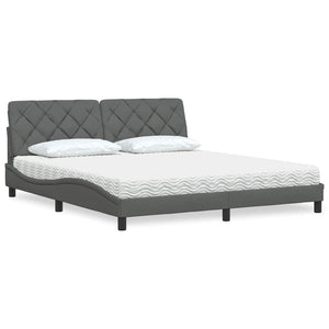 vidaXL Letto con Materasso Grigio Scuro 180x200 cm Tessuto