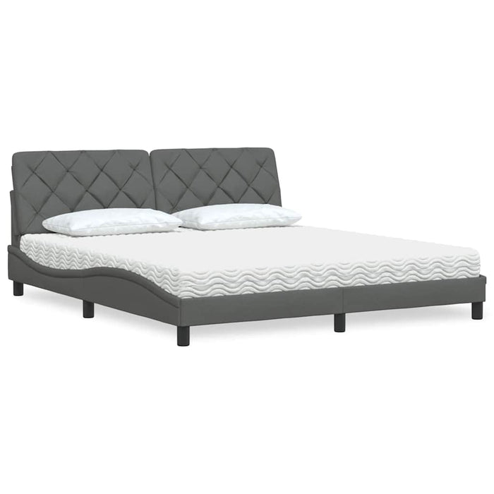 vidaXL Letto con Materasso Grigio Scuro 180x200 cm Tessuto
