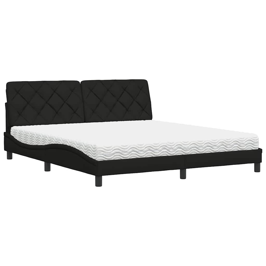 vidaXL Letto con Materasso Nero 180x200 cm in Tessuto