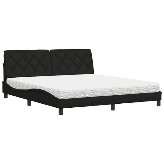 vidaXL Letto con Materasso Nero 180x200 cm in Tessuto