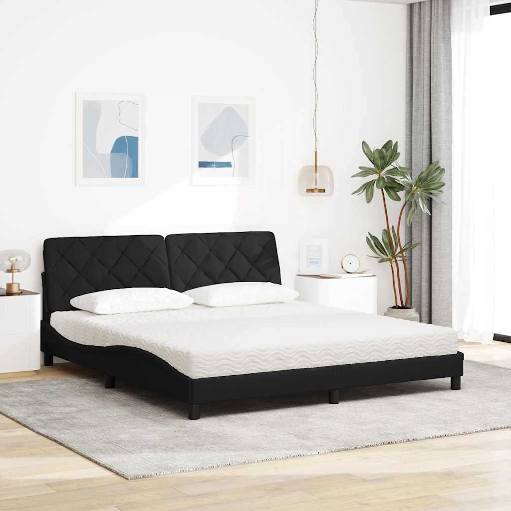 vidaXL Letto con Materasso Nero 180x200 cm in Tessuto