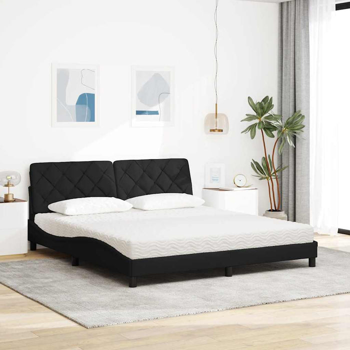 vidaXL Letto con Materasso Nero 180x200 cm in Tessuto