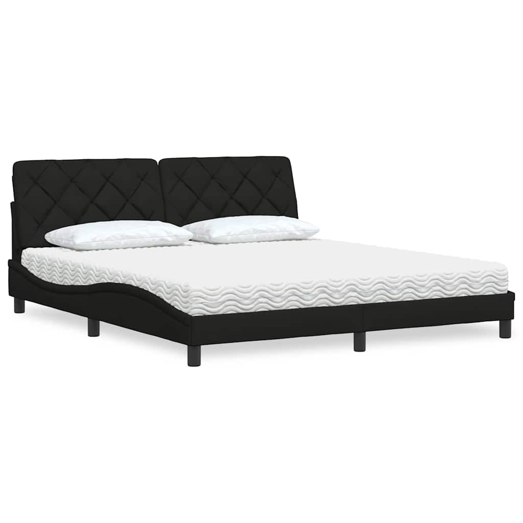 vidaXL Letto con Materasso Nero 180x200 cm in Tessuto