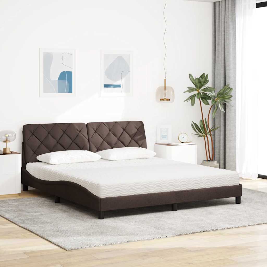 vidaXL Letto con Materasso Marrone Scuro 180x200cm Tessuto