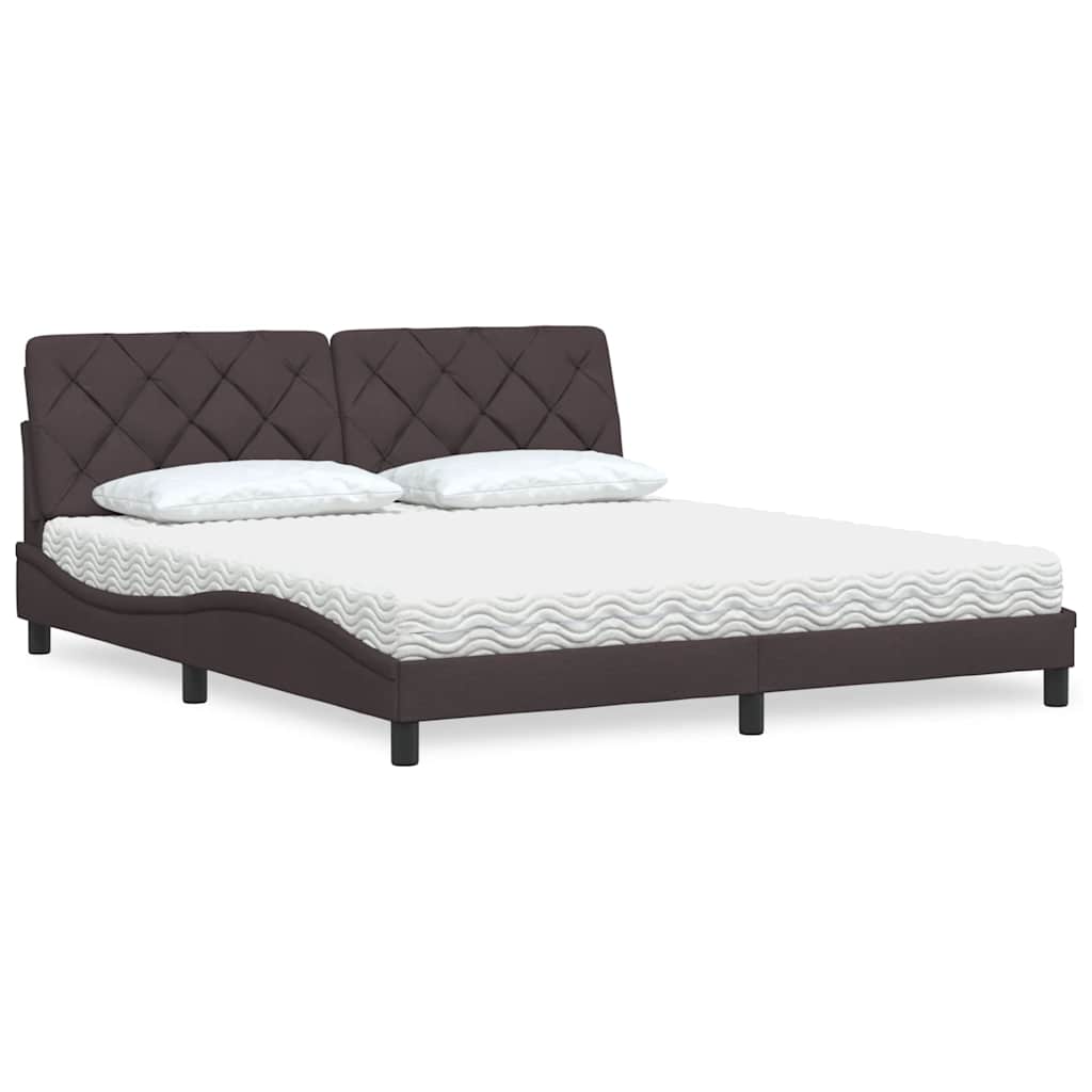 vidaXL Letto con Materasso Marrone Scuro 180x200cm Tessuto