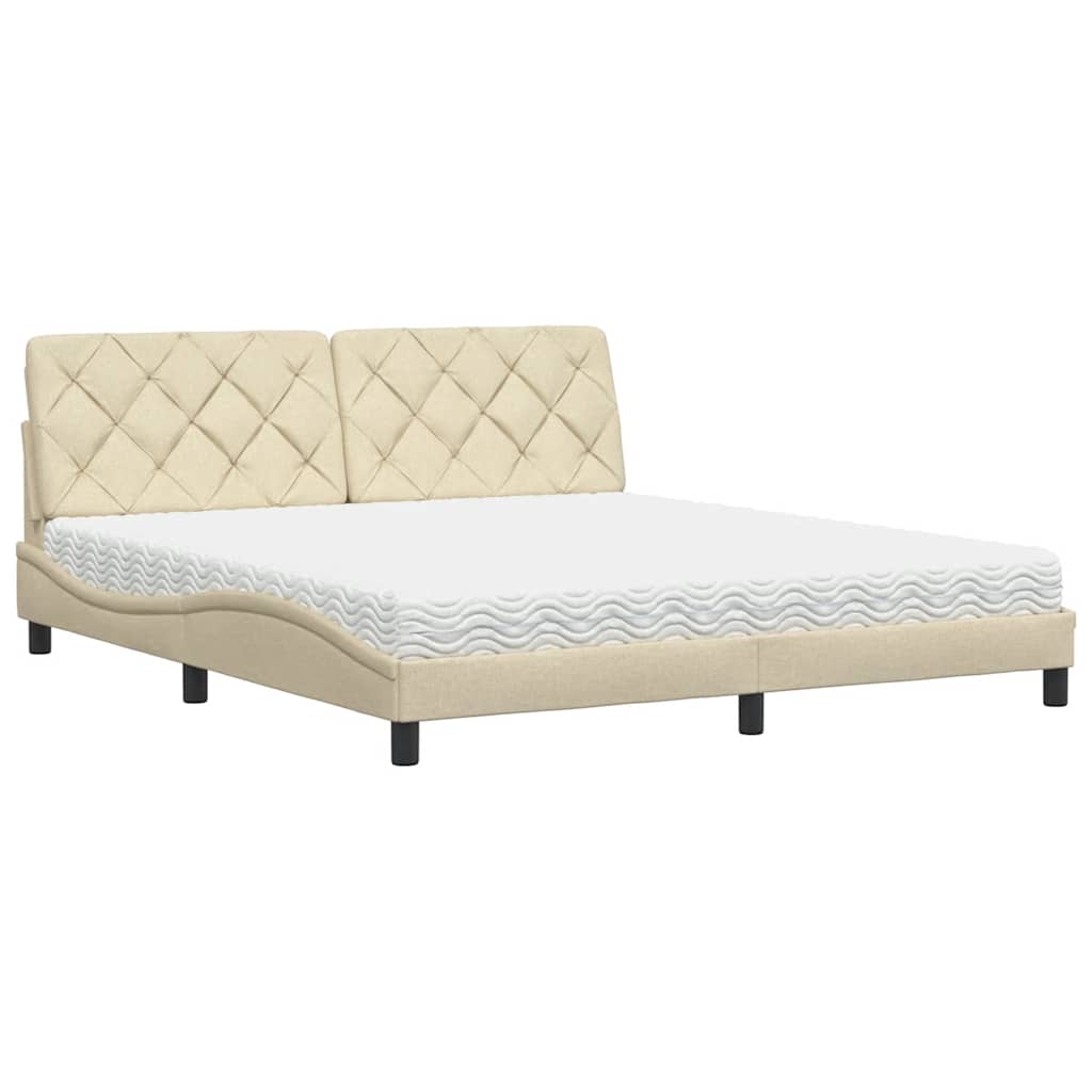 vidaXL Letto con Materasso Crema 180x200 cm in Tessuto