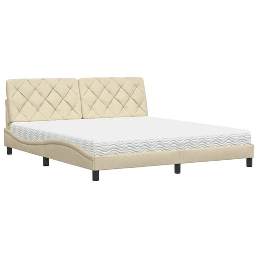 vidaXL Letto con Materasso Crema 180x200 cm in Tessuto