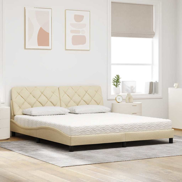vidaXL Letto con Materasso Crema 180x200 cm in Tessuto