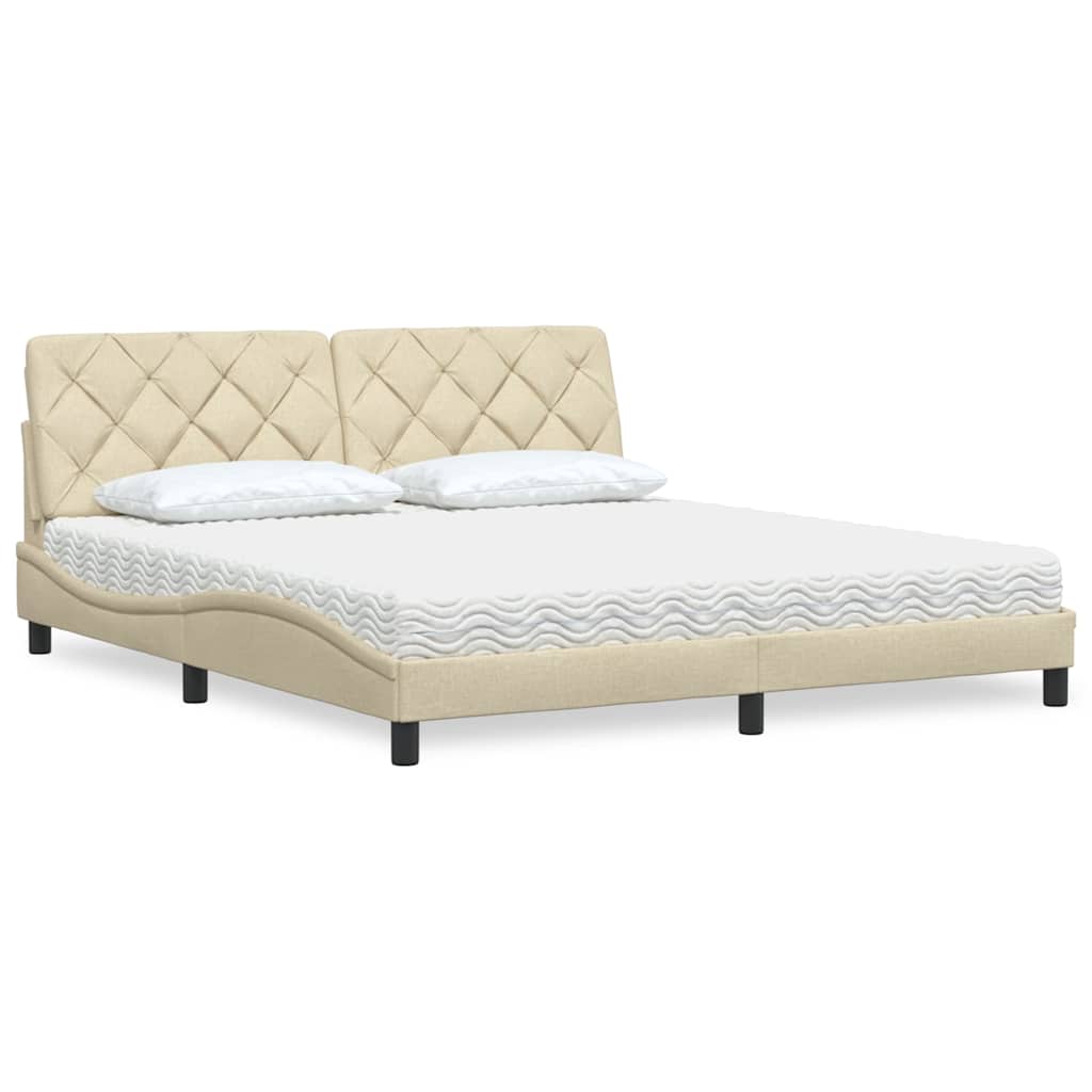 vidaXL Letto con Materasso Crema 180x200 cm in Tessuto