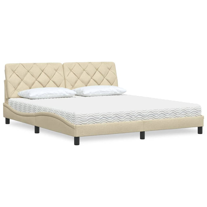vidaXL Letto con Materasso Crema 180x200 cm in Tessuto