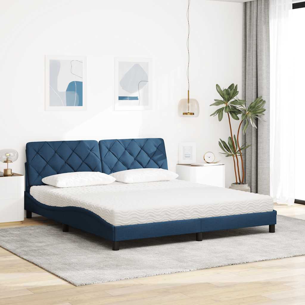 vidaXL Letto con Materasso Blu 180x200 cm in Tessuto