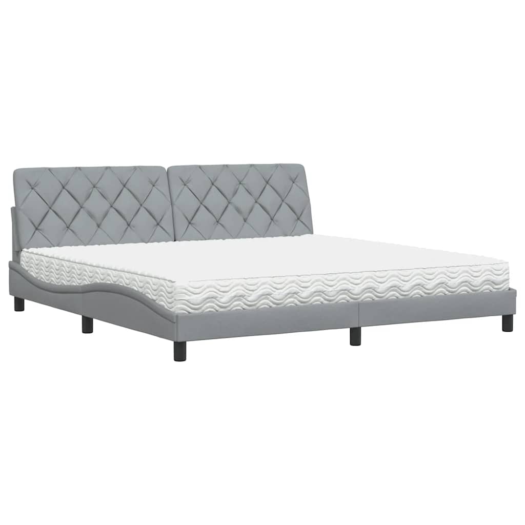 Letto con Materasso Grigio Chiaro 200x200 cm in Tessuto 3310762