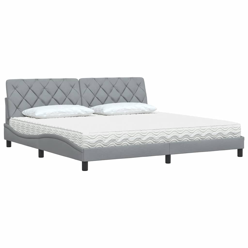 Letto con Materasso Grigio Chiaro 200x200 cm in Tessuto 3310762