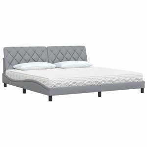 Letto con Materasso Grigio Chiaro 200x200 cm in Tessuto 3310762