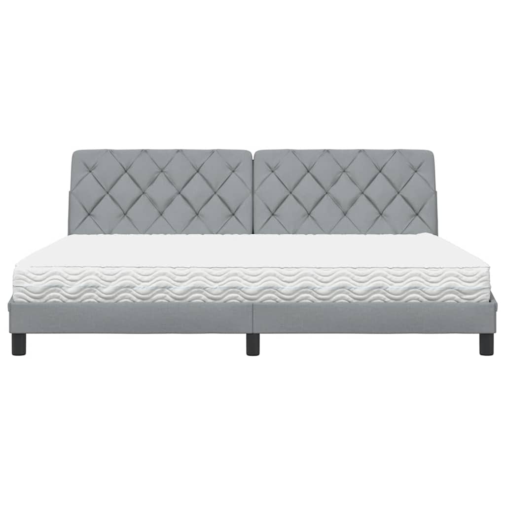 vidaXL Letto con Materasso Grigio Chiaro 200x200 cm in Tessuto
