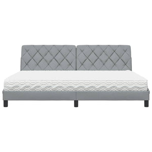 vidaXL Letto con Materasso Grigio Chiaro 200x200 cm in Tessuto