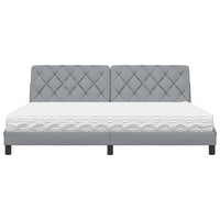 Letto con Materasso Grigio Chiaro 200x200 cm in Tessuto 3310762