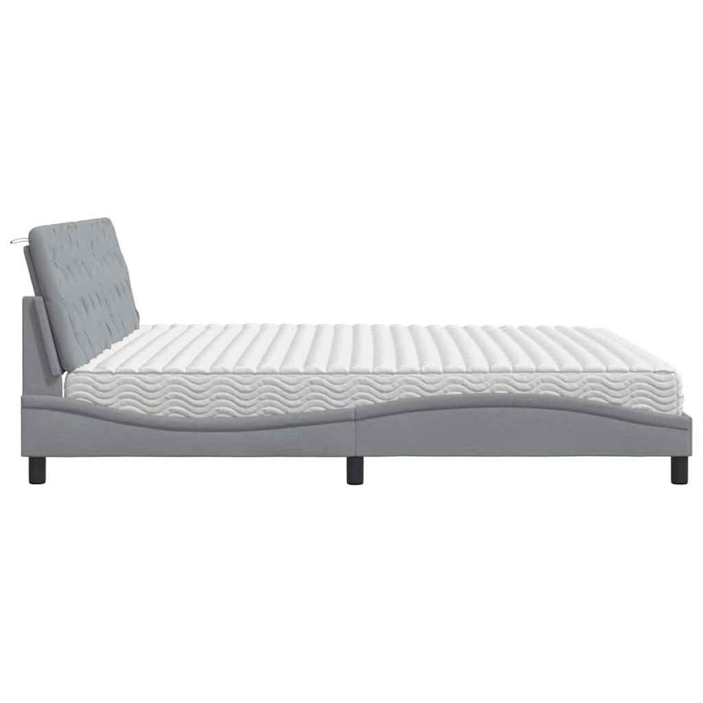 Letto con Materasso Grigio Chiaro 200x200 cm in Tessuto 3310762