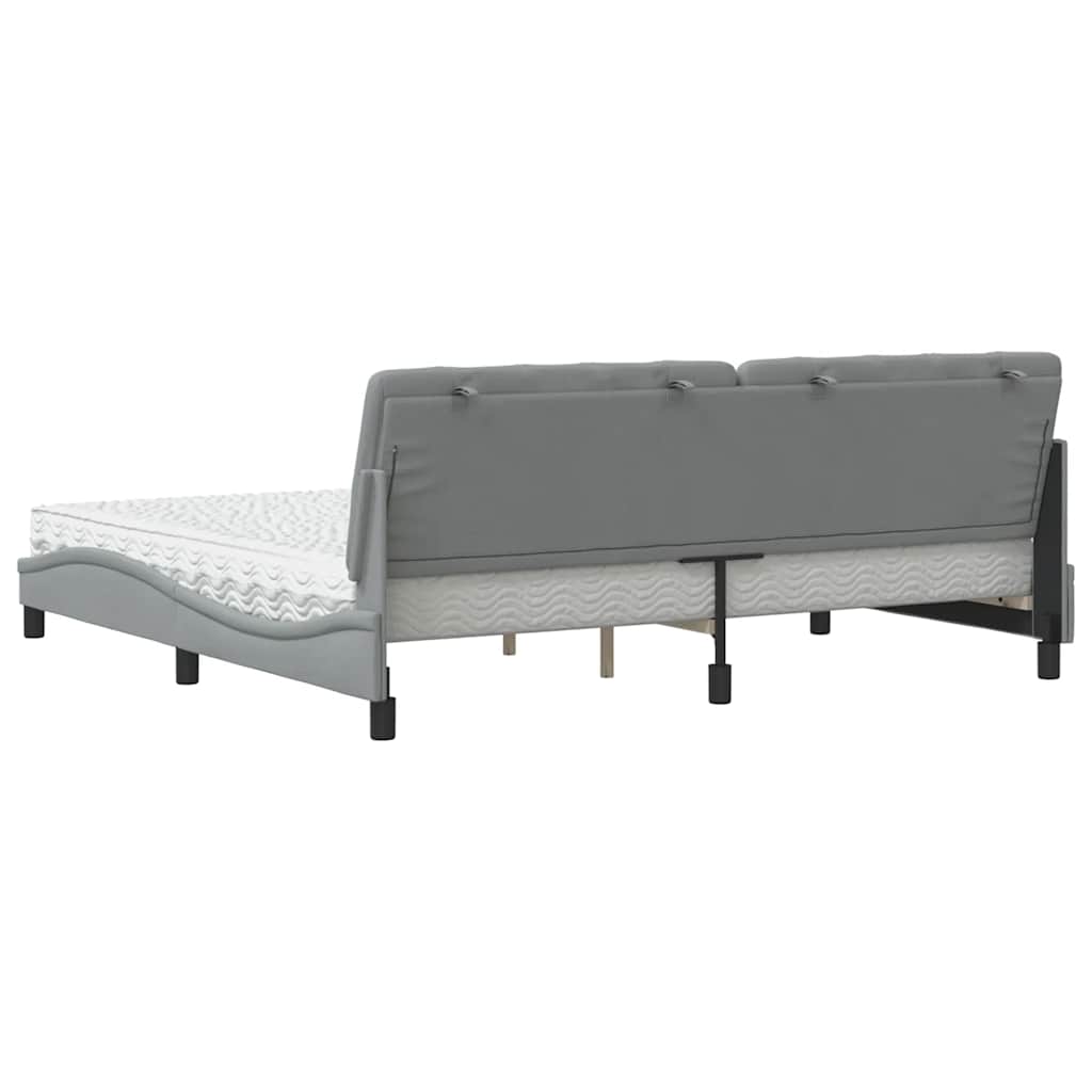 Letto con Materasso Grigio Chiaro 200x200 cm in Tessuto 3310762