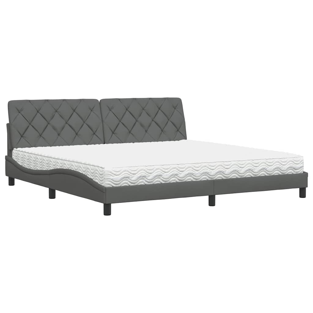vidaXL Letto con Materasso Grigio Scuro 200x200 cm in Tessuto