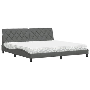 vidaXL Letto con Materasso Grigio Scuro 200x200 cm in Tessuto