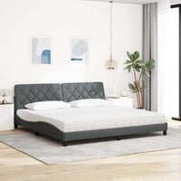 vidaXL Letto con Materasso Grigio Scuro 200x200 cm in Tessuto