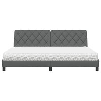 vidaXL Letto con Materasso Grigio Scuro 200x200 cm in Tessuto