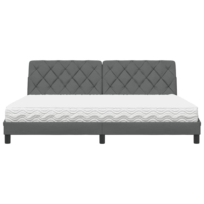 vidaXL Letto con Materasso Grigio Scuro 200x200 cm in Tessuto