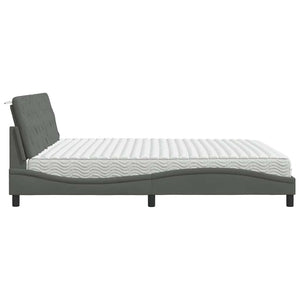 vidaXL Letto con Materasso Grigio Scuro 200x200 cm in Tessuto