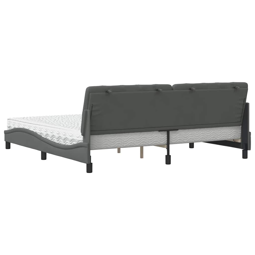 vidaXL Letto con Materasso Grigio Scuro 200x200 cm in Tessuto