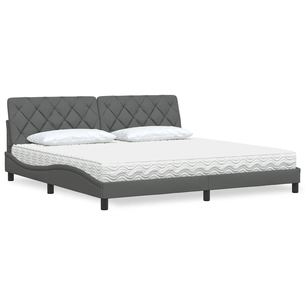 vidaXL Letto con Materasso Grigio Scuro 200x200 cm in Tessuto