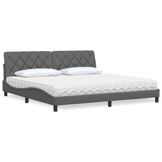 vidaXL Letto con Materasso Grigio Scuro 200x200 cm in Tessuto