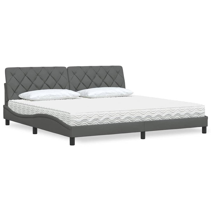 vidaXL Letto con Materasso Grigio Scuro 200x200 cm in Tessuto