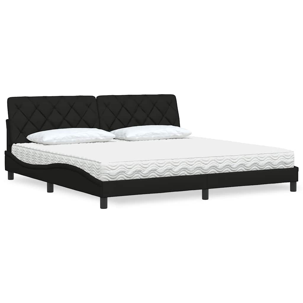 vidaXL Letto con Materasso Nero 200x200 cm in Tessuto