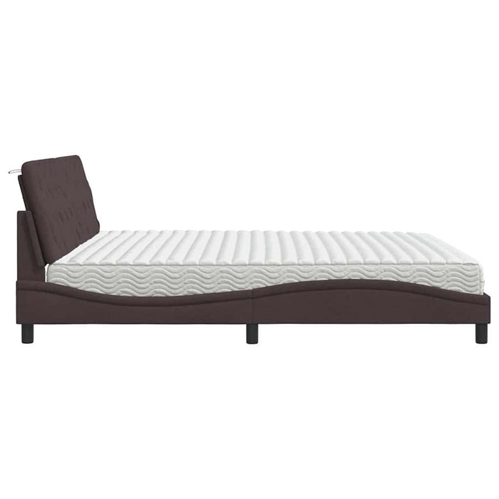 vidaXL Letto con Materasso Marrone Scuro 200x200 cm in Tessuto