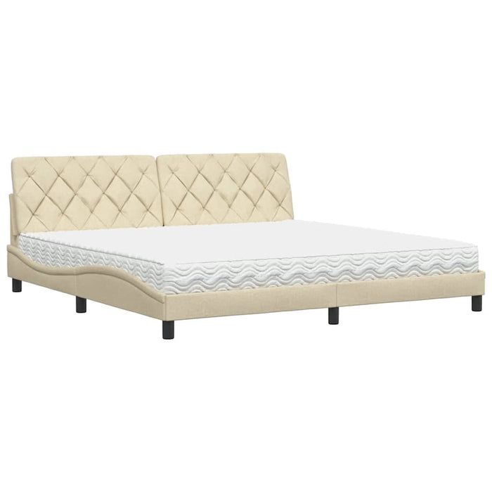 vidaXL Letto con Materasso Crema 200x200 cm in Tessuto