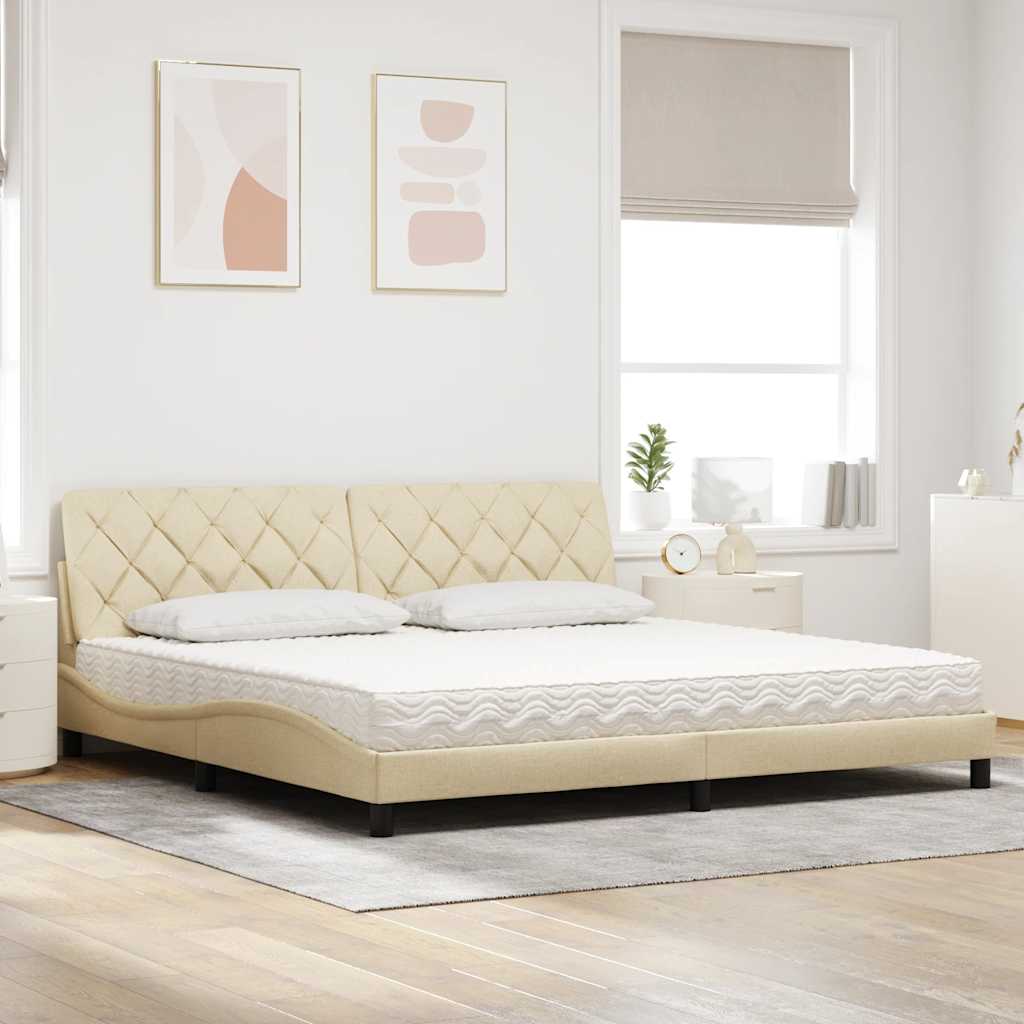 vidaXL Letto con Materasso Crema 200x200 cm in Tessuto